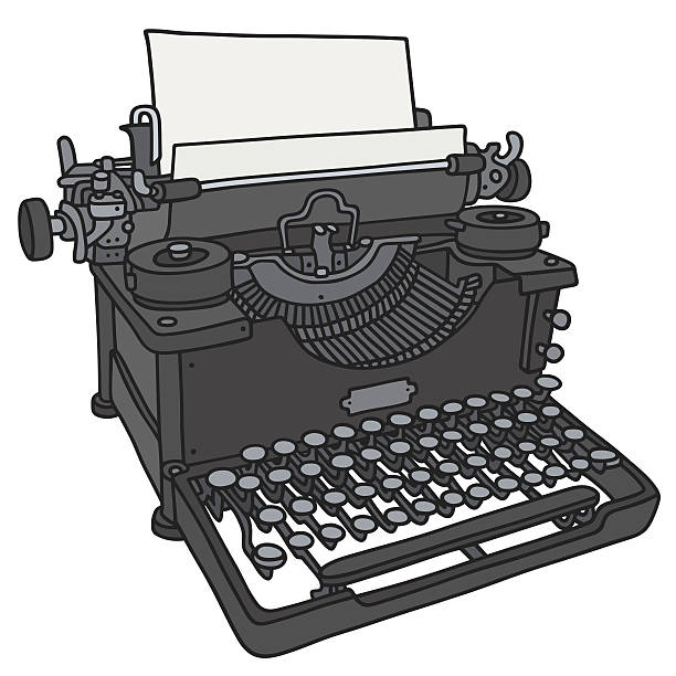 ilustraciones, imágenes clip art, dibujos animados e iconos de stock de máquina de escribir vintage - typewriter writing newspaper author