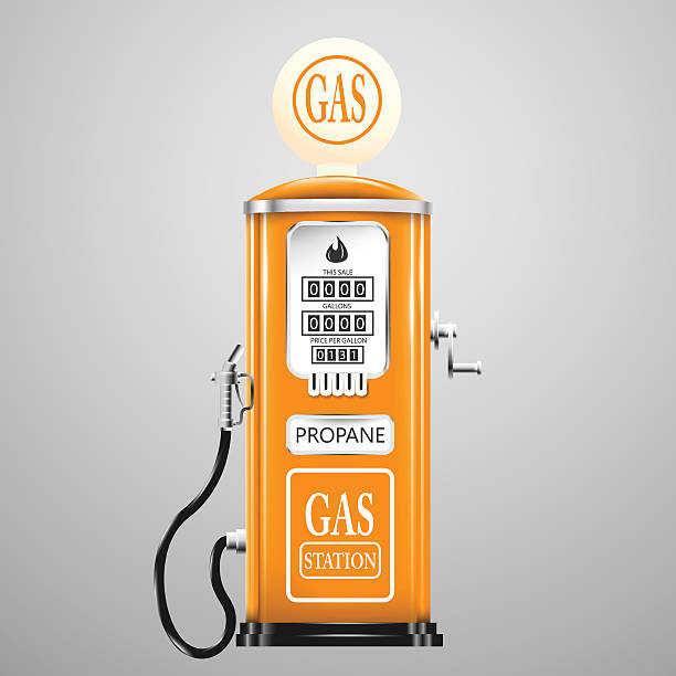 ilustrações de stock, clip art, desenhos animados e ícones de vintage com bomba de gás - station retro revival gas station old