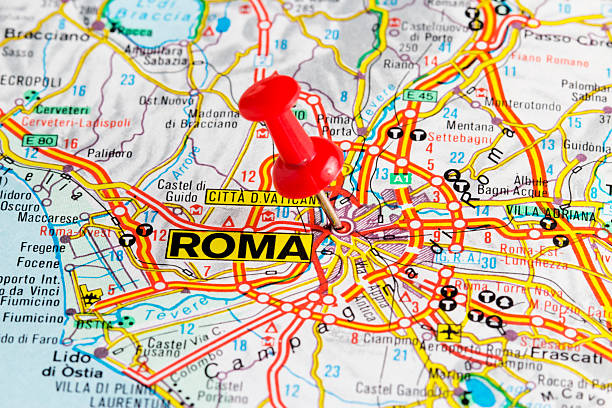 roma, carte de rome, en italie - rome italy lazio vatican photos et images de collection