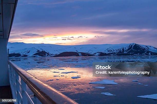 Arctic Glow Reflecting In Whalers Bay Deception Island Antarct Stock Photo - Download Image Now