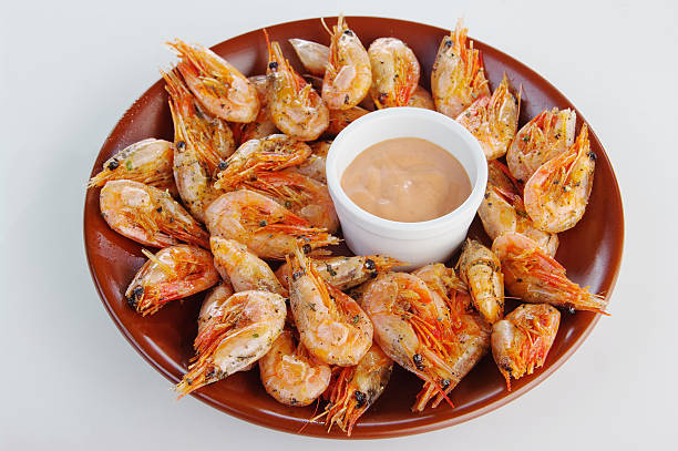 istock Roasted shrimps on plate. 505131812