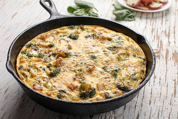 istock Baked egg frittata with baked potatoes in background 505133250