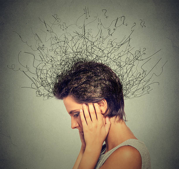 istock woman trying to concentrate brain melting into lines 505136870