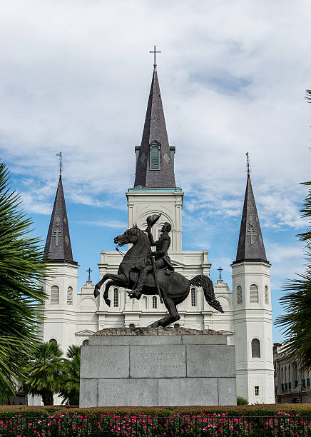 istock New Orleans Saint Louis Cathedral with Andrew Jackson Statue 505138452