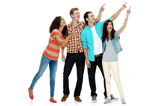 istock Group of friends finger pointing at something 505138866