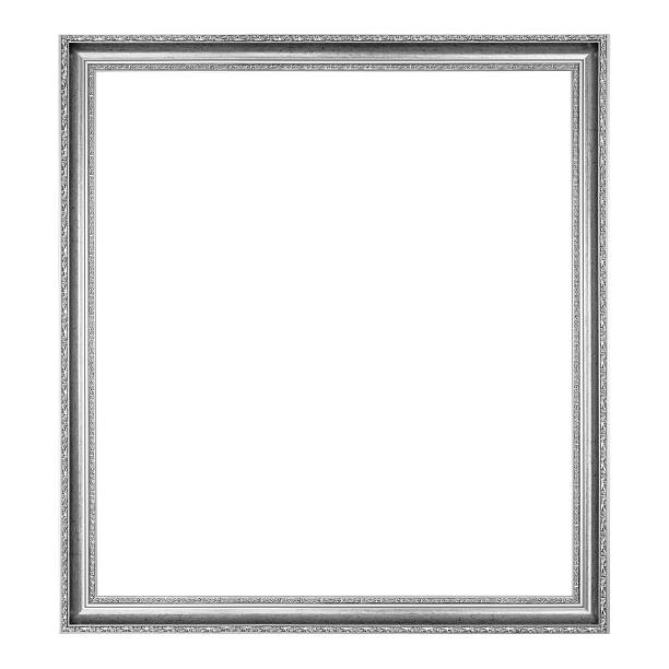 istock Silver wooden picture frame with ornaments isolated, clipping path included 505142381