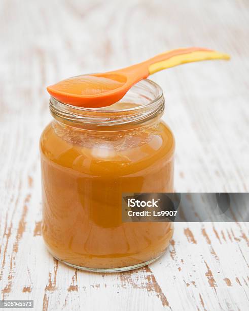 Apples Puree In Jar Stock Photo - Download Image Now - Baby - Human Age, Child, Childhood