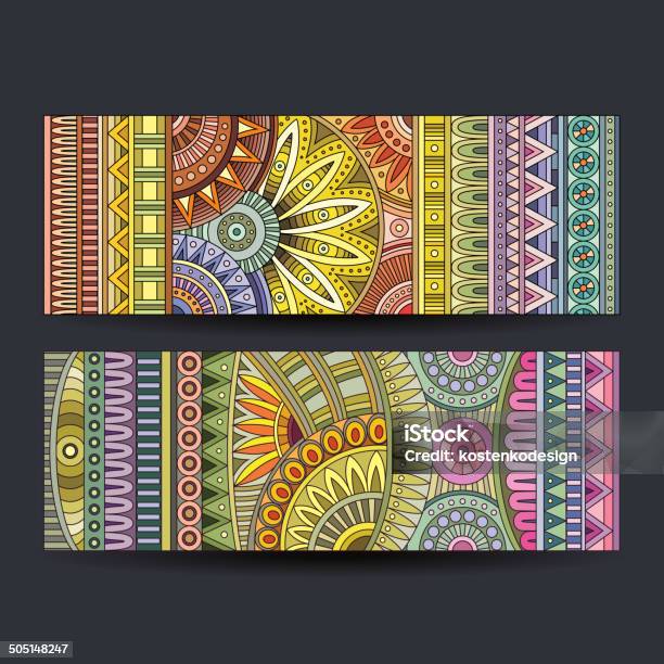 Abstract Vintage Ethnic Card Set Stock Illustration - Download Image Now - Abstract, African Culture, Art