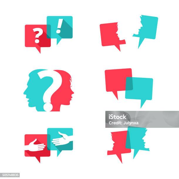 Set Of Speech Bubbles With People And Question Mark Stock Illustration - Download Image Now