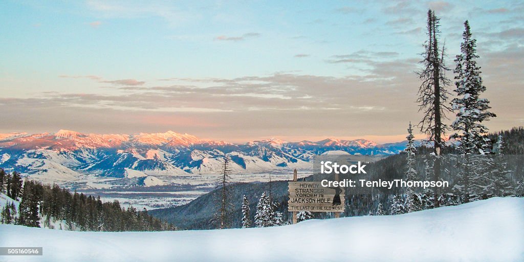 Winter on Teton Pass The iconic sign that welcomes you to Jackson Hole Jackson Hole Stock Photo