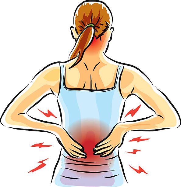 hurt back woman was hurt back sports medicine stock illustrations