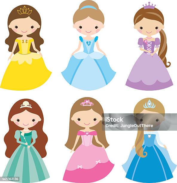 Princess Set Stock Illustration - Download Image Now - Princess, Cartoon, Girls