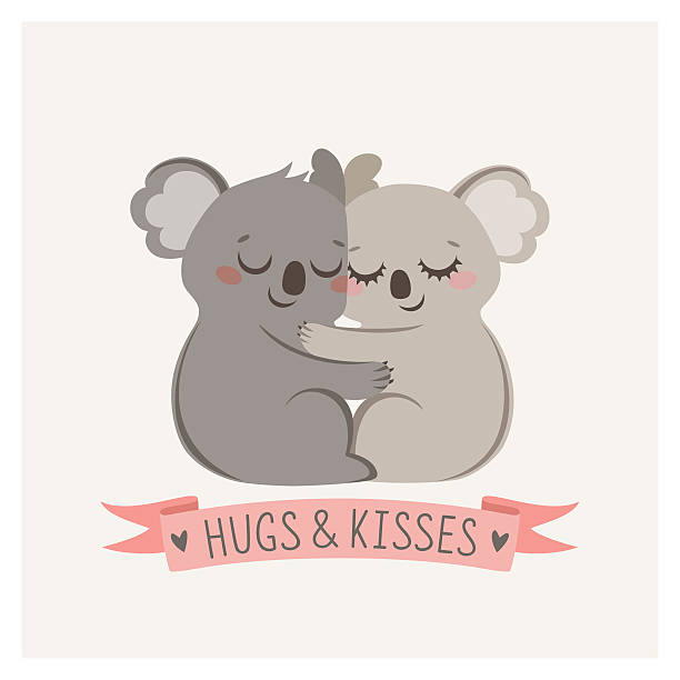 ilustrações de stock, clip art, desenhos animados e ícones de coala abraço - koala animal love cute