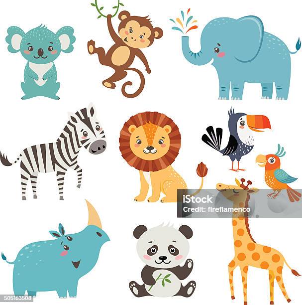 Funny Animals Stock Illustration - Download Image Now - Animal, Cute, Cartoon