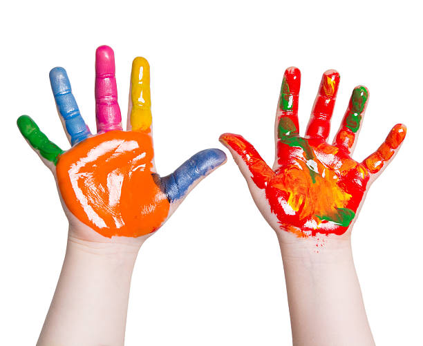 istock children's hands are stained with colors 505163586
