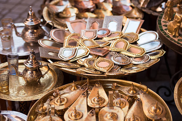 Assorted Moroccan handamde metal goods Assorted Moroccan handamde metal goods casablanca stock pictures, royalty-free photos & images