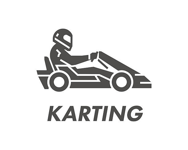 ilustraciones, imágenes clip art, dibujos animados e iconos de stock de líneas planas y karting logotipo y ". - sport go cart go carting sports race