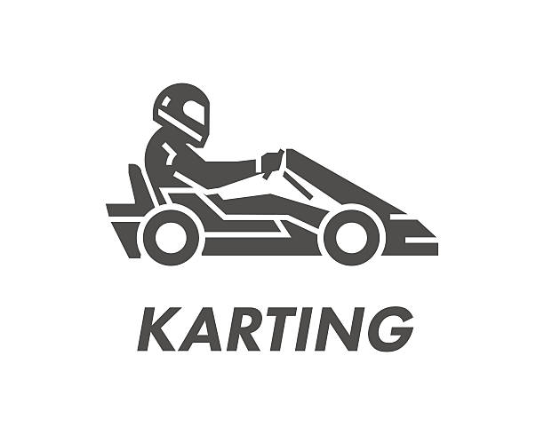 Line and flat karting logo and symbol. Line and flat karting logo and symbol. Silhouette figures kart racer. Linear sport symbol, label and badge. go carting stock illustrations