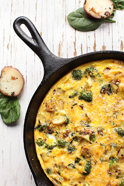 istock Vertical view of baked egg frittata with spinach 505167046