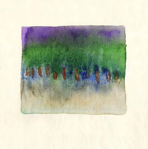 istock purple green blue brown watercolor background. Abstract painting 505168402