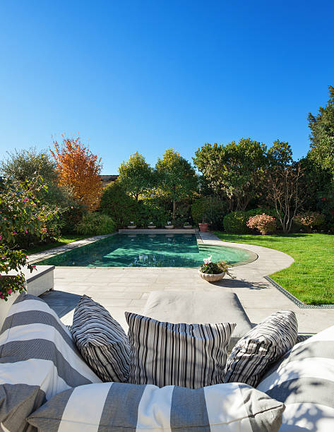 istock beautiful garden with pool 505171820