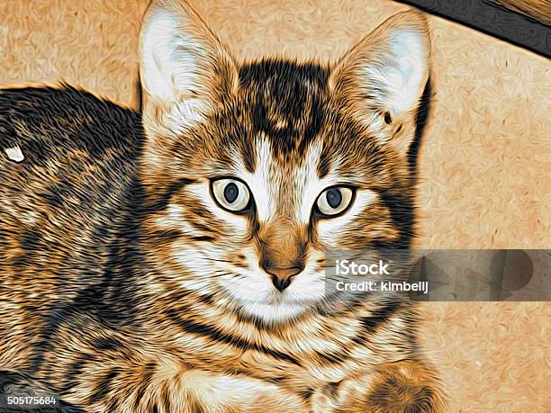 Figure Bengal Cat On Canvas Stock Photo - Download Image Now - Animal, Brown, Canvas Fabric