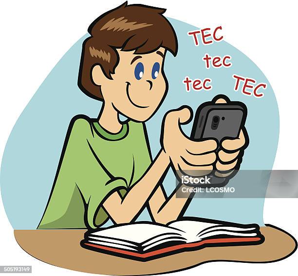 Student Using Smartphone During Class Stock Illustration - Download ...
