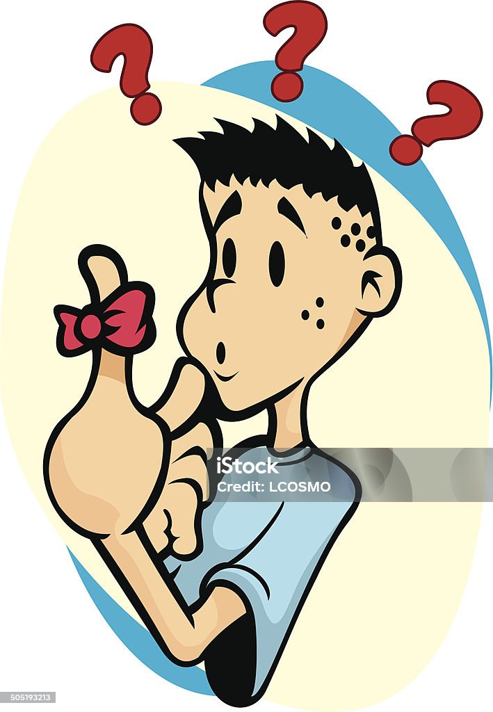 Child Student tied bow on finger to remind Illustration representing a child tied a loop node to remember some compromise Cartoon stock vector