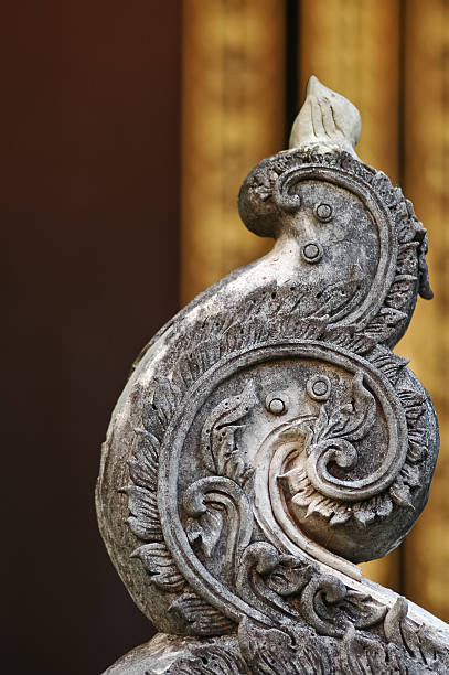 istock Stone lotus leaf abstract statue in Thai temple 505194181