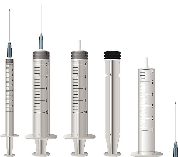 ilustrações, clipart, desenhos animados e ícones de seringa eps10 - syringe surgical needle vaccination injecting
