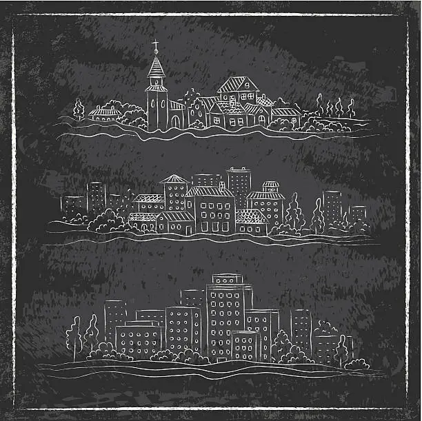 Vector illustration of drawn city