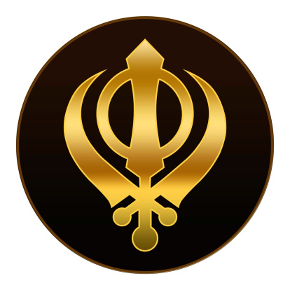 Sikh Symbol in golden on a dark background..