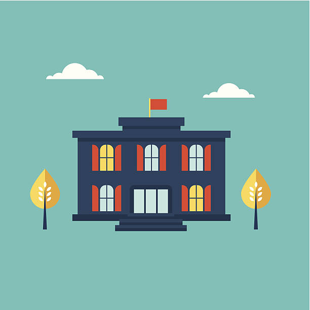 School building icon vector art illustration