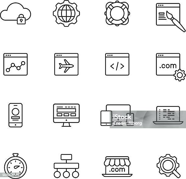 Web Development Line Icons Stock Illustration - Download Image Now - Icon Symbol, Web Design, Html