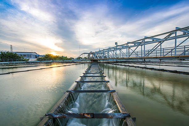 The Solid Contact Clarifier Tank in water treatment plant stock photo