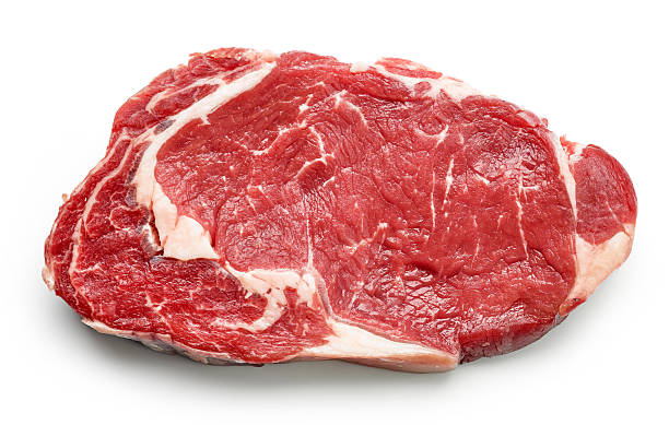 fresh raw beef steak fresh raw beef steak isolated on white background, top view veal stock pictures, royalty-free photos & images