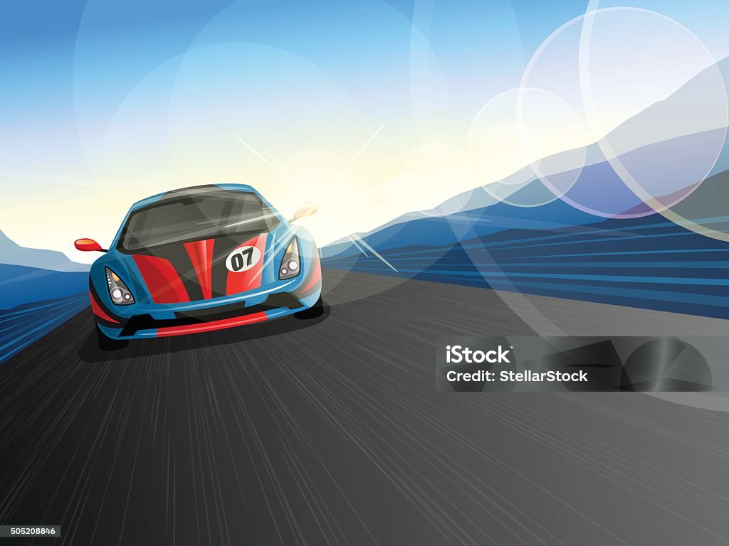 Du schneller Rennen Auto auf Race Track - Lizenzfrei Autosport Vektorgrafik