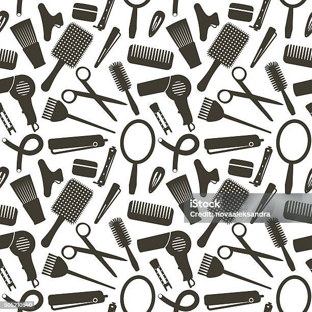 Seamless Pattern With Hairdressing Related Symbols Stock Illustration - Download Image Now - Arts Culture and Entertainment, Backgrounds, Beauty