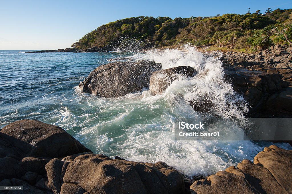 Splash Waves crashing on rocks. Sunshine Coast, Australia Australia Stock Photo