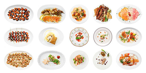 istock Set of various fish appetizers isolated on white 505218902