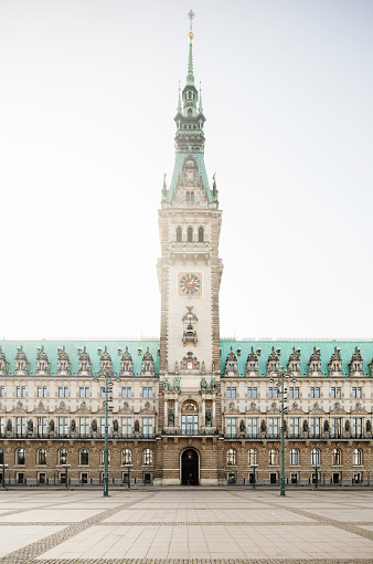 The famous townhall of Hamburg. Lots of detail in the image. XXXL size image. Image taken with Canon EOS 5Ds and TS 17mm.