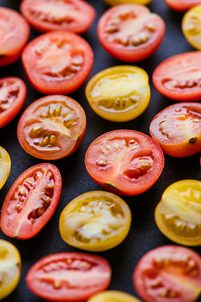 チェリートマト食品背景 - cherry tomato flash ストックフォトと画像