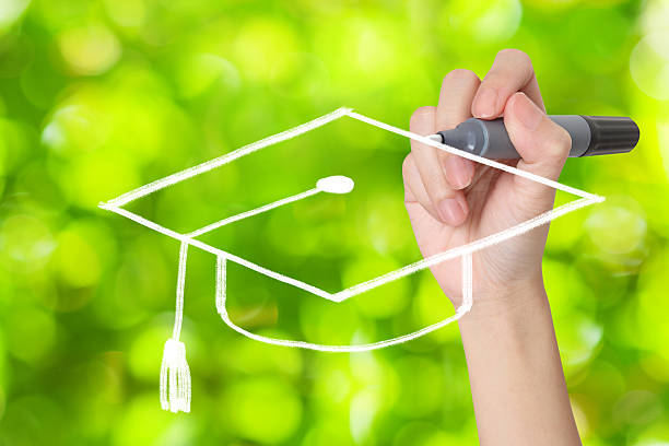 istock Bachelor hat drawing with green bokeh background 505220526
