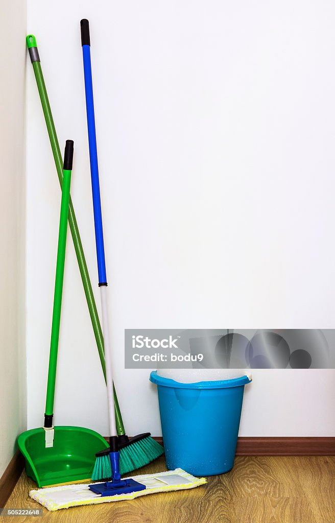Mop Broom And Bucket Cleaning Stock Photo - Download Image Now - Arranging,  Body Care, Broom - iStock