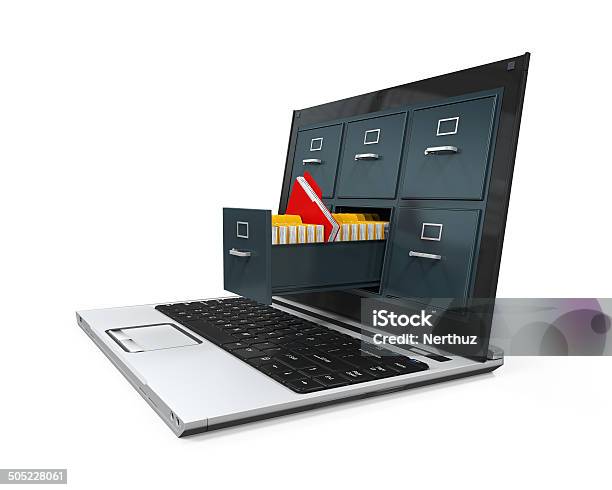 Laptop Data Storage Stock Photo - Download Image Now - Telephone Directory, Archives, Business