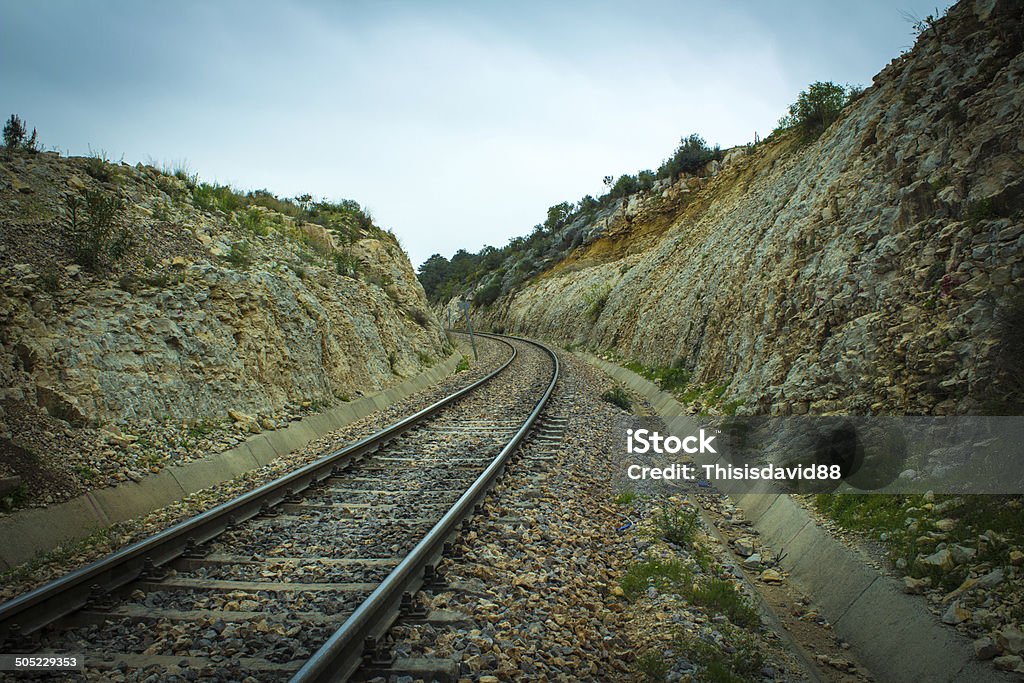 Train Tracks This is a picture of train tracks in Turkey.  This particular location was used to film the James Bond movie Skyfall.  The picture was taken on 4 April 2013. Blue Stock Photo