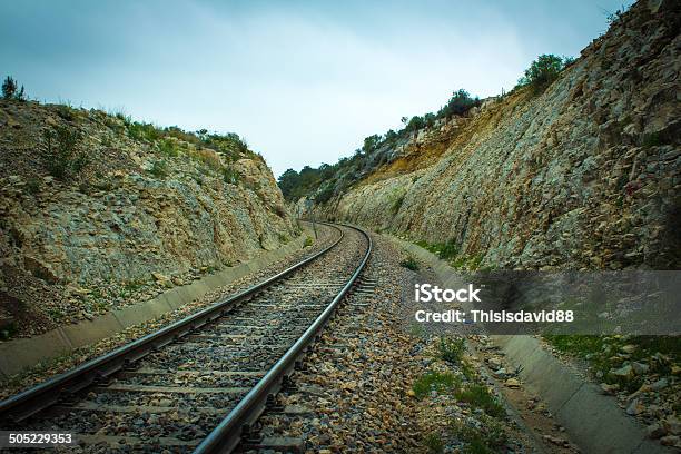 Train Tracks Stock Photo - Download Image Now - Blue, Curve, Ditch