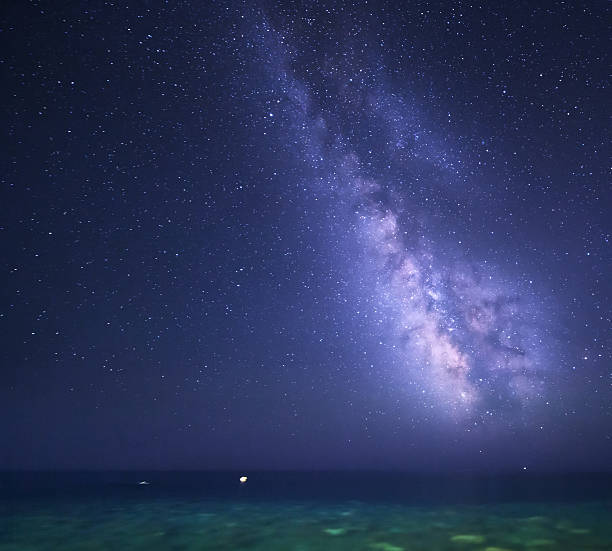 istock Night starry sky with Milky Way at the sea. Background 505229788