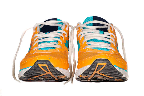 istock Used running shoes orange 505231716