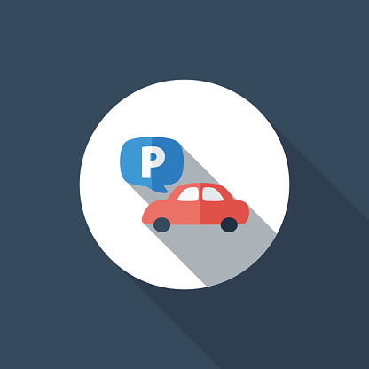 The vector file of the parking sign icon with long shadow.